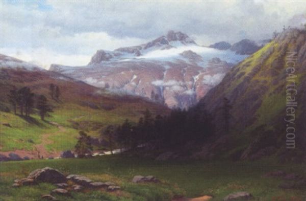 Bjergparti Ved Handock I Haslidalen Oil Painting by Hans Gabriel Friis