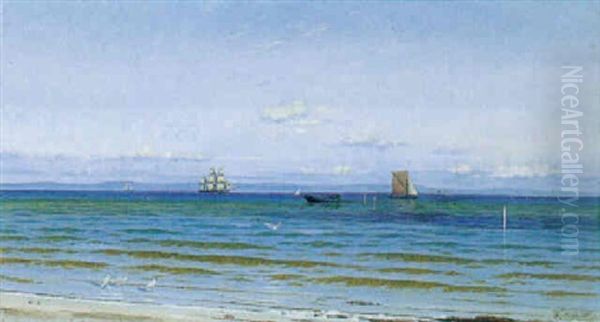 Klar Sommerdag Ven En Strand Mellem Oerne Oil Painting by Hans Gabriel Friis