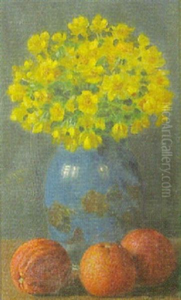 Blumenstilleben Mit Orangen Oil Painting by August Frind