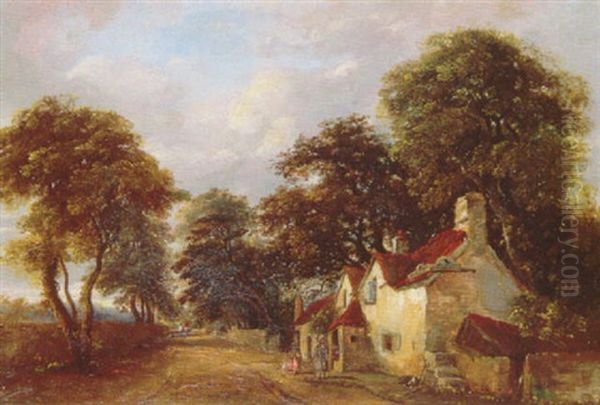 L'auberge Sur La Route Animee Oil Painting by George Arthur Fripp