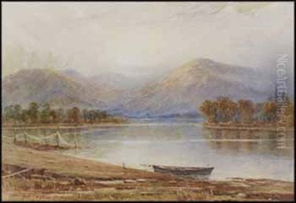 Sunset On Fraser River, Hatzic, Bc Oil Painting by Thomas William Fripp