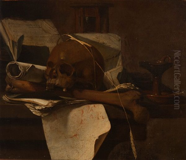 Vanitas Still Life Oil Painting by Jan (Johannes) Fris