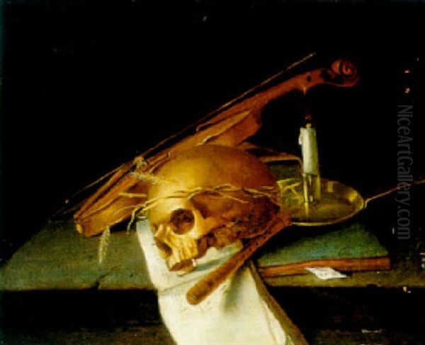 A Vanitas Still Life Oil Painting by Jan (Johannes) Fris