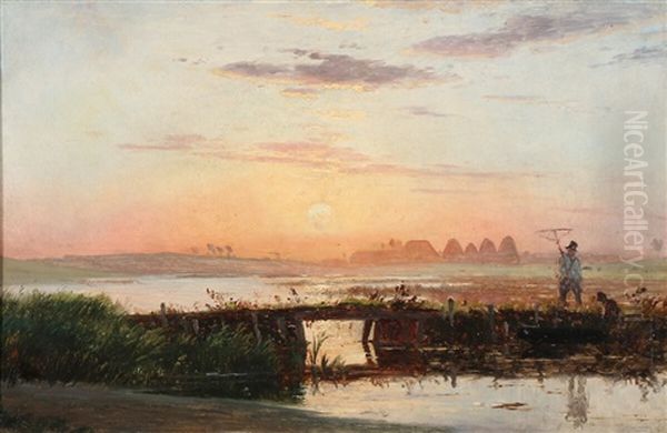 Evening, West Jutland Oil Painting by Johan Didrik (John) Frisch