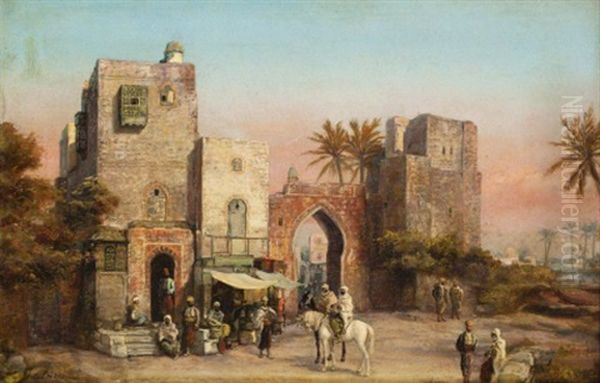 Entree De La Ville Oil Painting by Johann Christoph Frisch