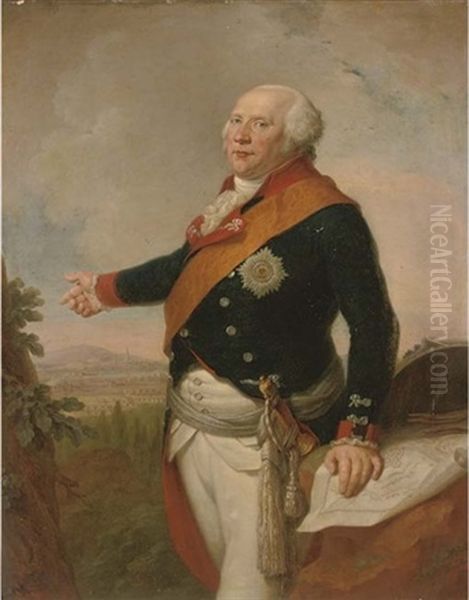 Portrait Of King Frederick William Ii Of Prussia (1744-1797) Oil Painting by Johann Christoph Frisch