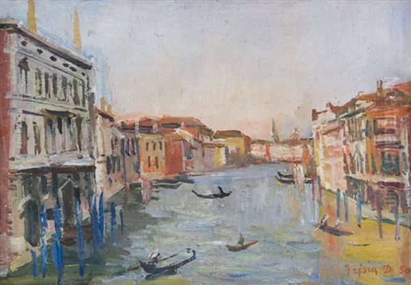 Canale Veneziano Oil Painting by Donato Frisia