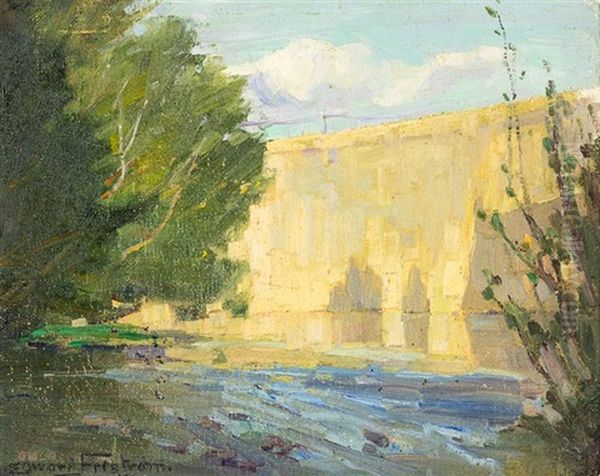 Sunlit Cliffs, Masterton Oil Painting by Claus Edward Fristrom