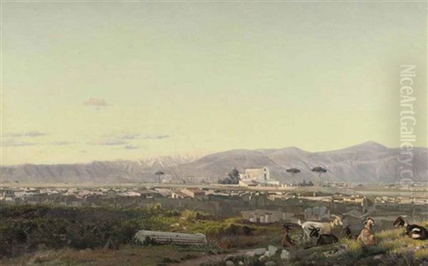 View Of Pompei Oil Painting by Niels Fristrupp