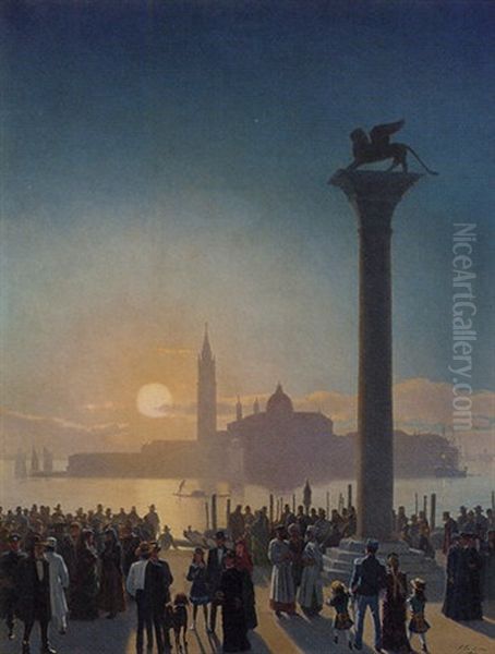 San Giorgio Maggiore Seen From The Piazzetta, Venice Oil Painting by Niels Fristrupp