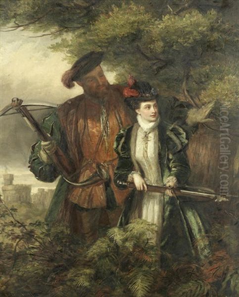 Henry The Eighth And Anne Boleyn Deer-shooting In Windsor Forest Oil Painting by William Powell Frith