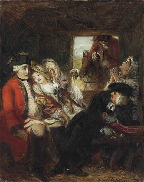 A Stage Coach Adventure In 1750 - Bagshot Heath, A Sketch Oil Painting by William Powell Frith