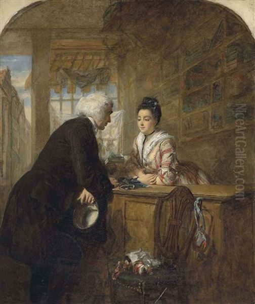 The Glove Seller: A Scene From Sterne's 'sentimental Journey Oil Painting by William Powell Frith