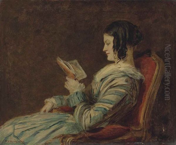 Isabelle Frith Reading Oil Painting by William Powell Frith