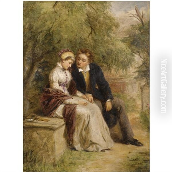 The Lover's Seat: Shelley And Mary Godwin In Old St. Pancras Churchyard Oil Painting by William Powell Frith