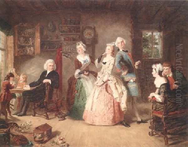 Measuring Heights: A Scene From The Vicar Of Wakefield Oil Painting by William Powell Frith