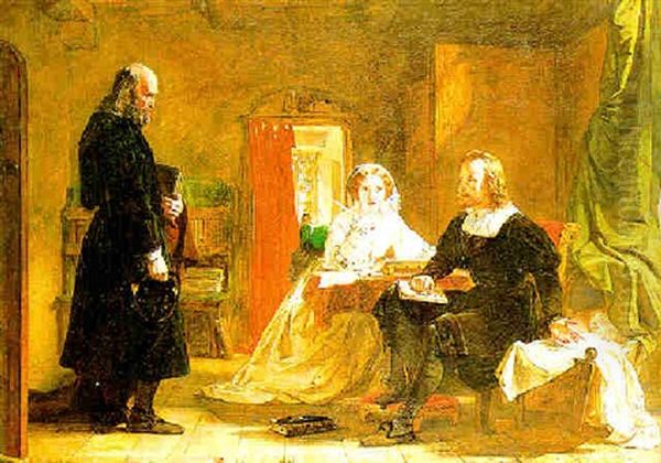 A Question Of Faith - Parents Concerned At The Consequences Of Joining The Lutheran Movement Oil Painting by William Powell Frith