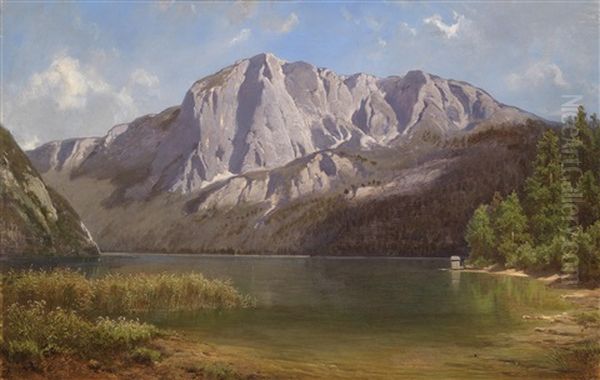 Blick Uber Den Altausseersee Zur Trisslwand Oil Painting by Melchior Fritsch