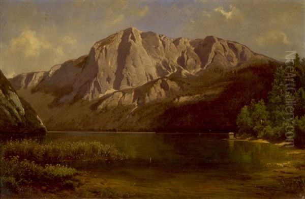 Idyllisches Ufer Am Bergsee Oil Painting by Melchior Fritsch