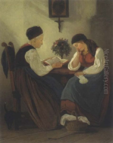 Besinnliche Stunde Oil Painting by Melchior Fritsch