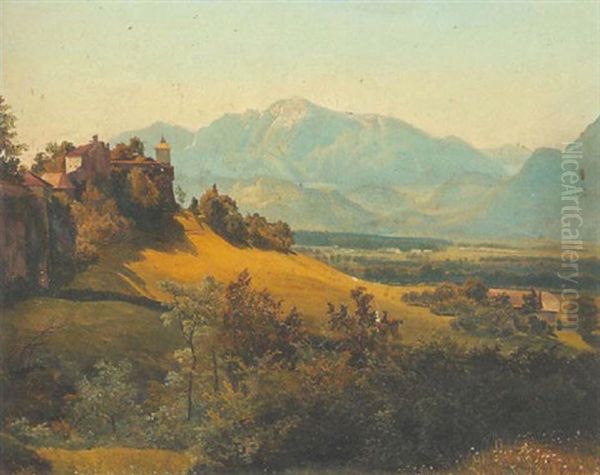 Blick Vom Monchsberg Auf Leopoldskron Oil Painting by Melchior Fritsch