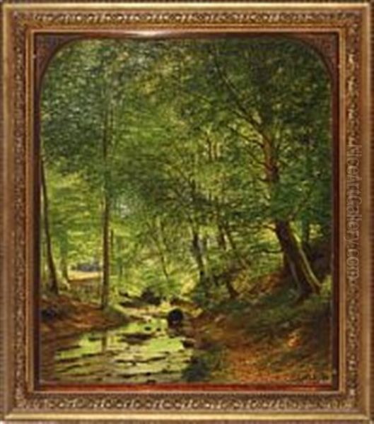 A Clearing In Marselisborg Forest Oil Painting by Andreas Fritz