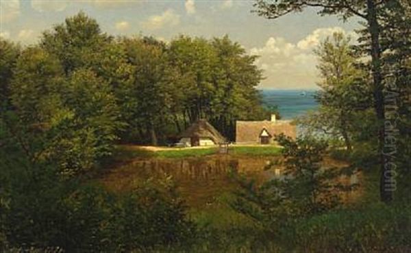 Landscape With A House At The Edge Of The Wood Oil Painting by Andreas Fritz