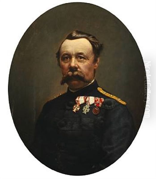 A Portrait Of Cavalry Captain Valdemar Emil Adelbert Von Bulow Oil Painting by Andreas Fritz