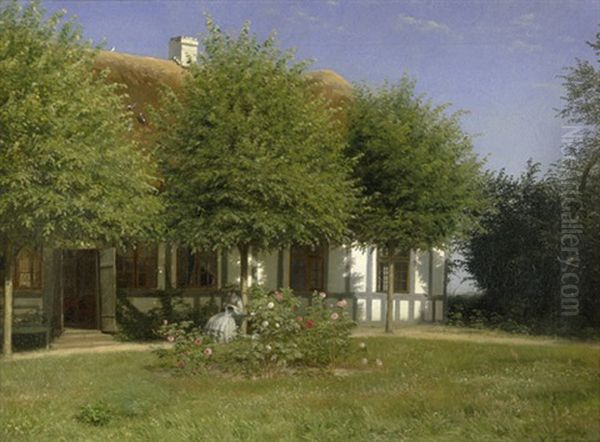 Sommerliche Idylle Im Hof Eines Pastorenhauses Oil Painting by Andreas Fritz