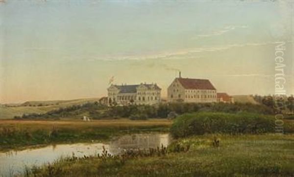 Landscape Near Arhus With The Ceres Brewery Oil Painting by Andreas Fritz