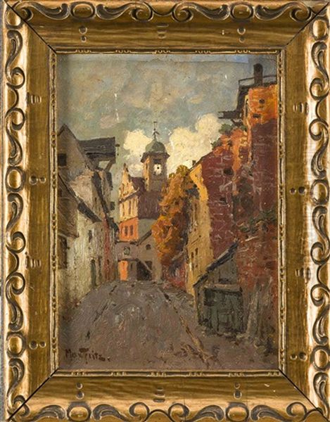 Altstadtgasse In Stargardt Oil Painting by Max Fritz