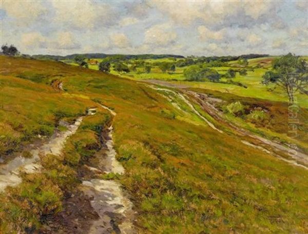 Feldweg Mit Wiesenlandschaft Oil Painting by Wilhelm Fritzel