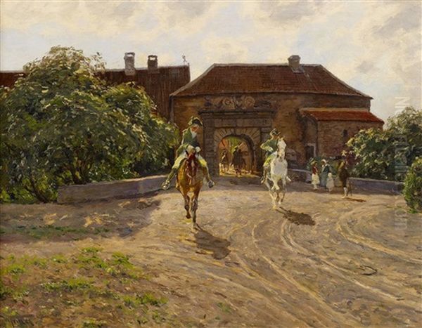 Morgendlicher Ausritt Oil Painting by Wilhelm Fritzel