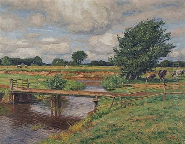 Summer Day At The Lower Rhine Oil Painting by Wilhelm Fritzel