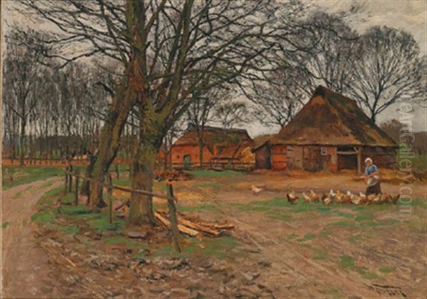 Am Bauernhof Oil Painting by Wilhelm Fritzel