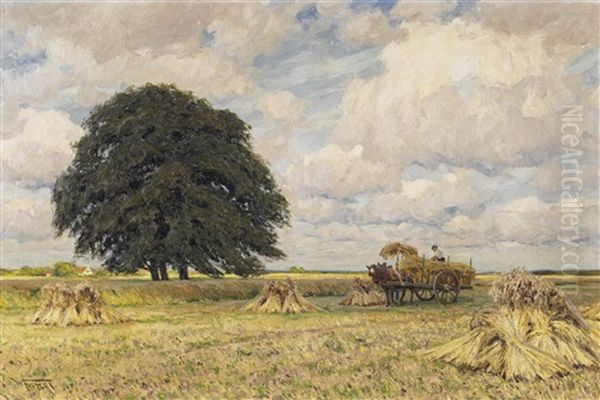 Bei Der Getreideernte Oil Painting by Wilhelm Fritzel