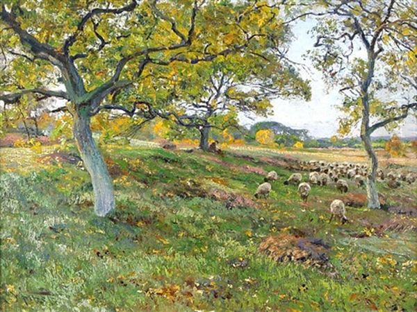 Herbstmorgen Oil Painting by Wilhelm Fritzel