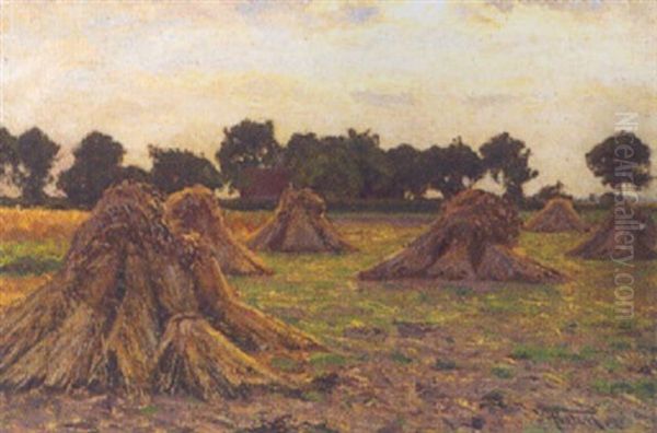 Landschaft Mit Heugarben Oil Painting by Wilhelm Fritzel