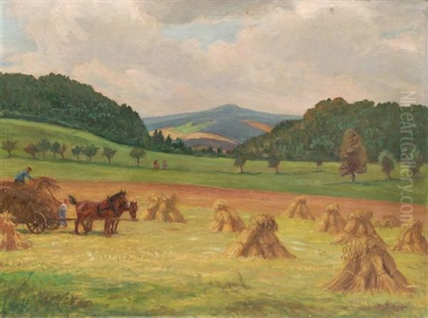 Sommerlandschaft Mit Wilisch Oil Painting by Julius Otto Fritzsche