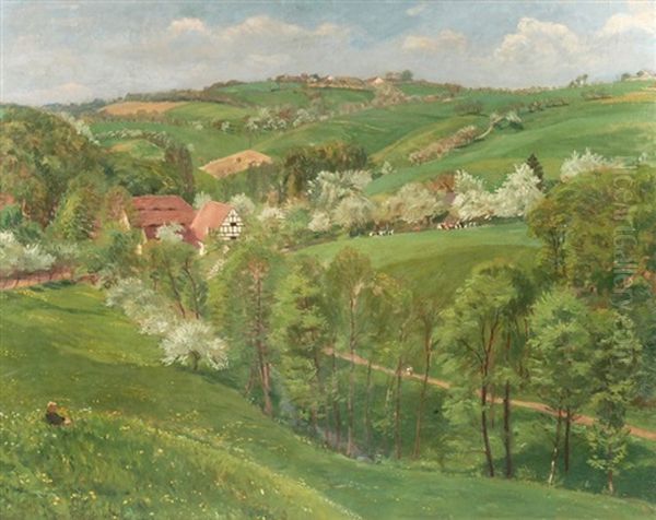 Hugelige Landschaft Oil Painting by Julius Otto Fritzsche