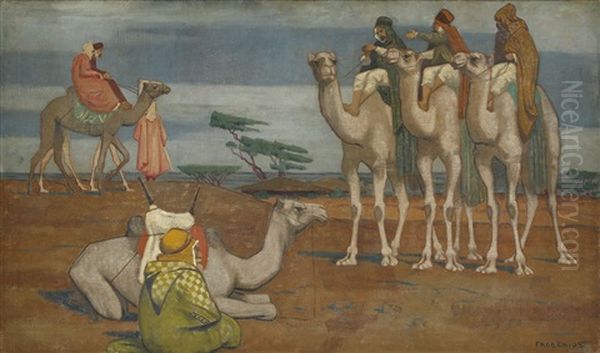 Beduinkaravan Oil Painting by Hermann Frobenius