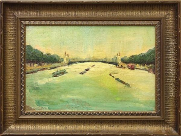 Bridge Over The Seine Oil Painting by Maren Margrethe Froelich