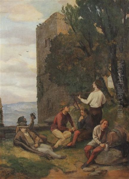 Kunstlerkneipe Auf Der Lobedaburg Bei Jena by Otto Froehlich