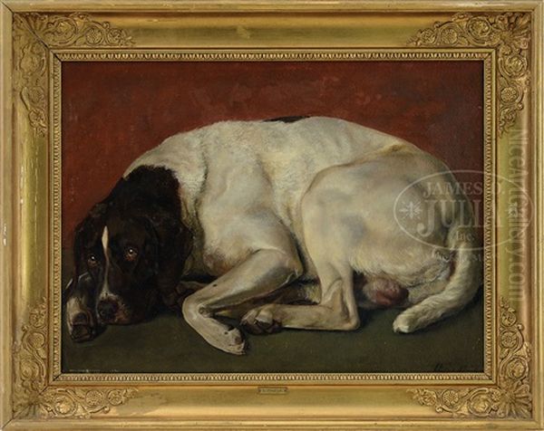 Portrait Of A Hunting Dog Oil Painting by Lorenz Frolich