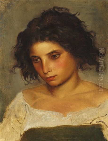 An Italian Girl Oil Painting by Lorenz Frolich