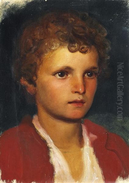 An Italian Boy With Curly Hair And Big Brown Eyes Oil Painting by Lorenz Frolich