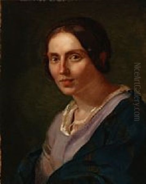 Portrait Of The Danish Painter Elisabeth Jerichau Baumann Oil Painting by Lorenz Frolich