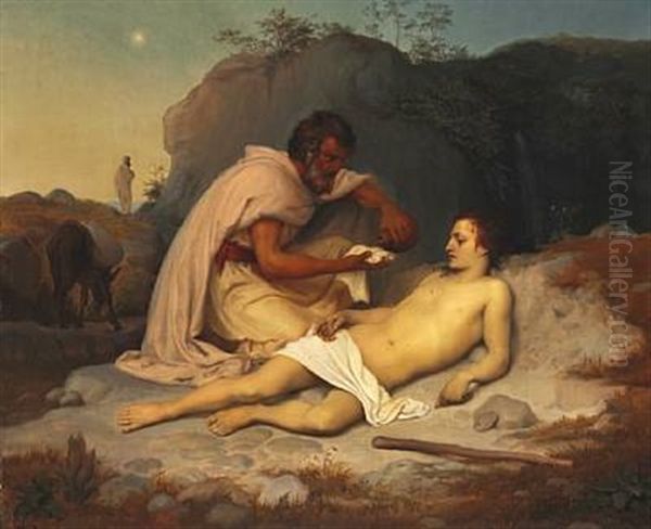 Den Barmhjertige Samaritan Oil Painting by Lorenz Frolich