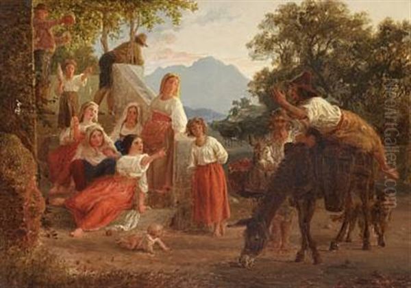 Scene Af Det Italienske Folkeliv Oil Painting by Lorenz Frolich