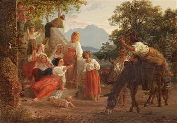 Scene Af Det Italienske Folkeliv Oil Painting by Lorenz Frolich